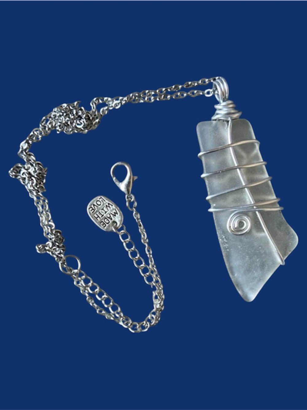 🌊 Wire Wrapped Clear Pendant Necklace 🌊